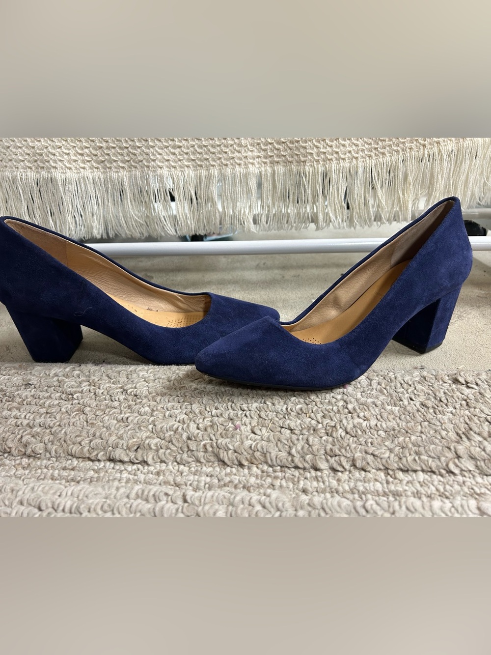 Corso Como Deep Navy Suede Block Heel Pumps